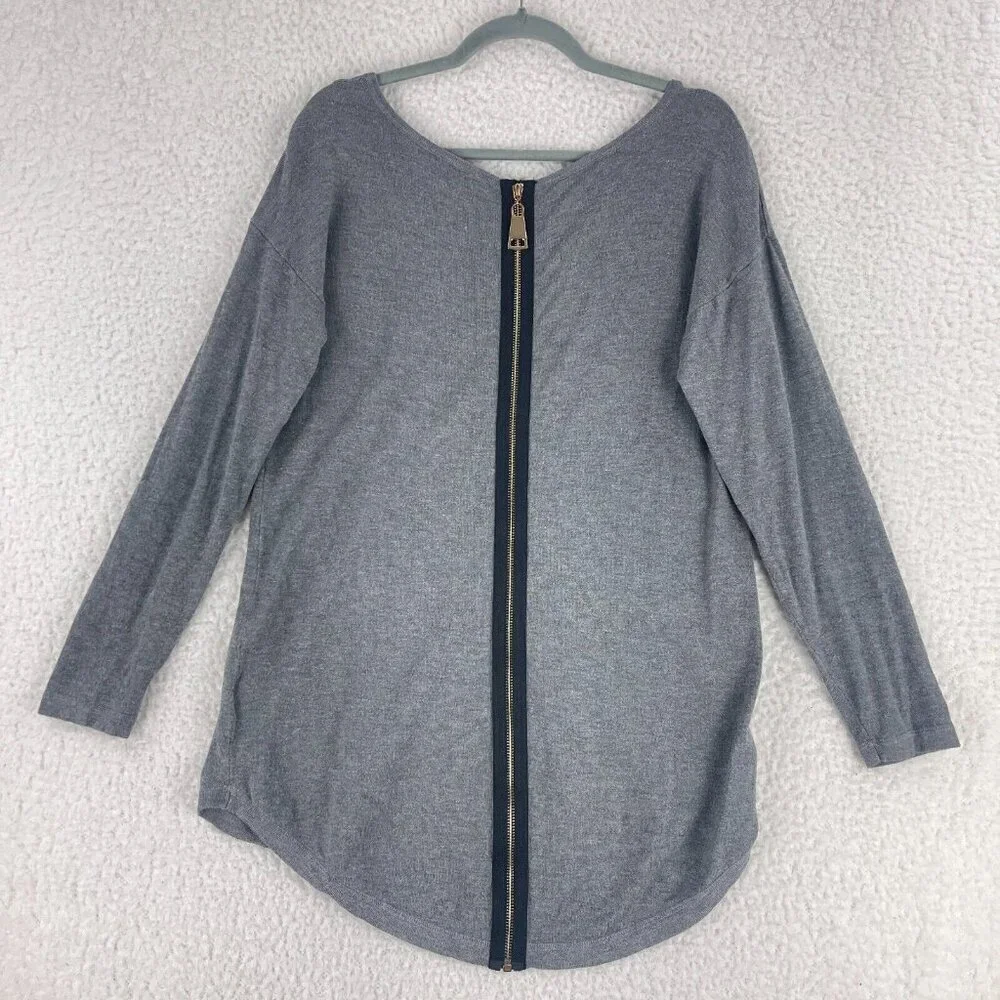 Soft Surroundings Gray Back Zip Up Tunic Shirt‎ Womens Long Sleeve Size Medium